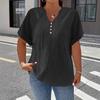V Neck Casual Simple Summer Blouse Large Size Short Sleeve Fashion Elegant Buttons Shirts Ladies Solid Color Office Tops Elegant Sweet Clothing