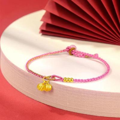 Classic Handmade Good Luck Persimmon Lotus Bracelet with Gold Beads - Perfect Gift for Girlfriend