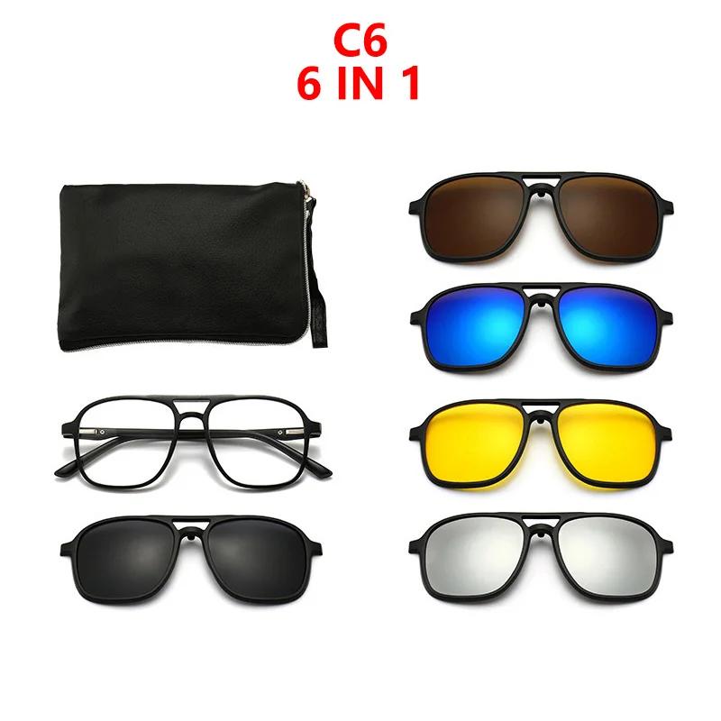 New Mirror Magnetic Attraction Sunglasses 6 Iin 1 Clip Cycling Glasses Dazzling Polaroid Men Sunglasses Women