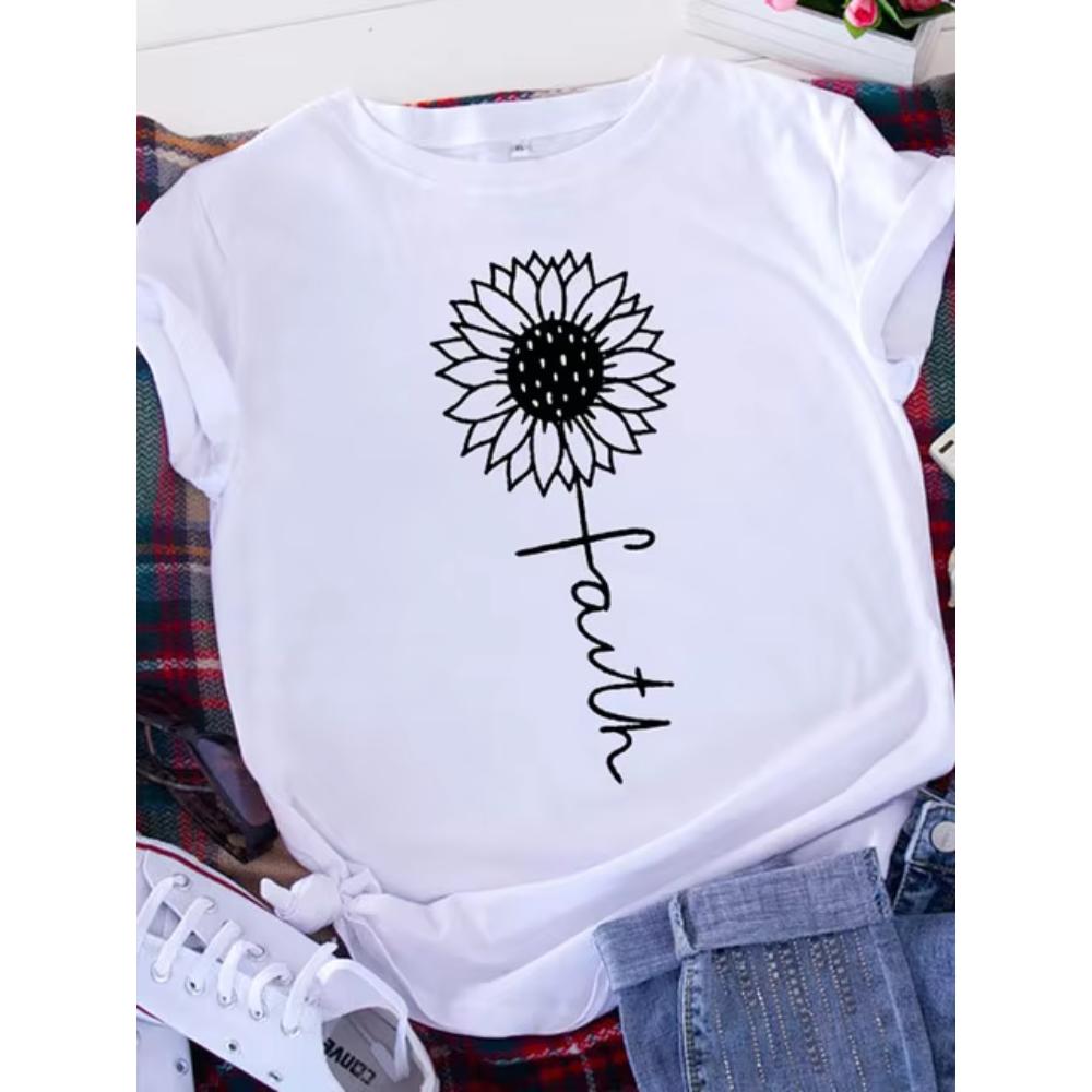 Casual Women's Cotton Printed Short Sleeve Fashion Loose T-Shirts Women’s