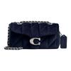 Quilted Tabby 20 Silver Logo Push Lock Velvet Shoulder Crossbody Bag Small Women's Blue