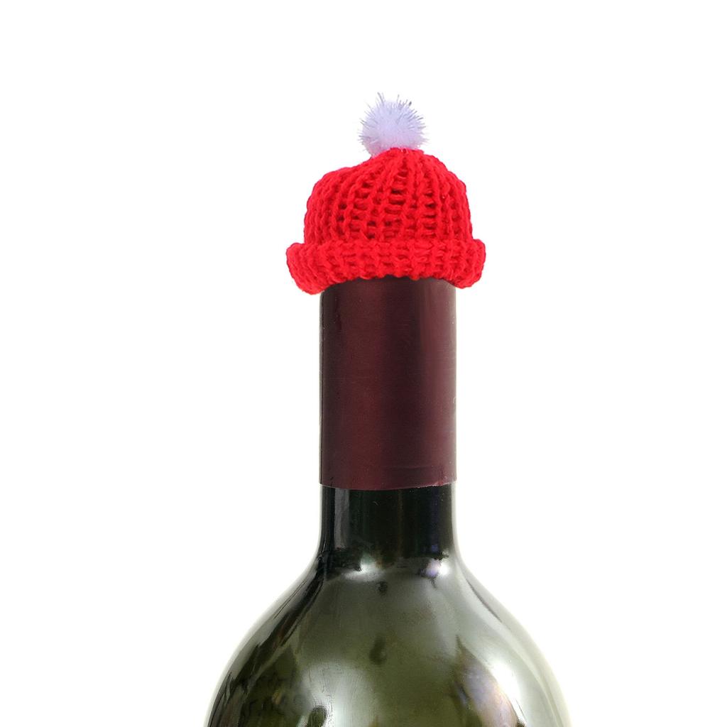 10Sets Christmas Hat Scarf Mini Knit Covers 23Cm Wine Bottle Decoration Holiday Crafts DIY Tiny Knit Accessories