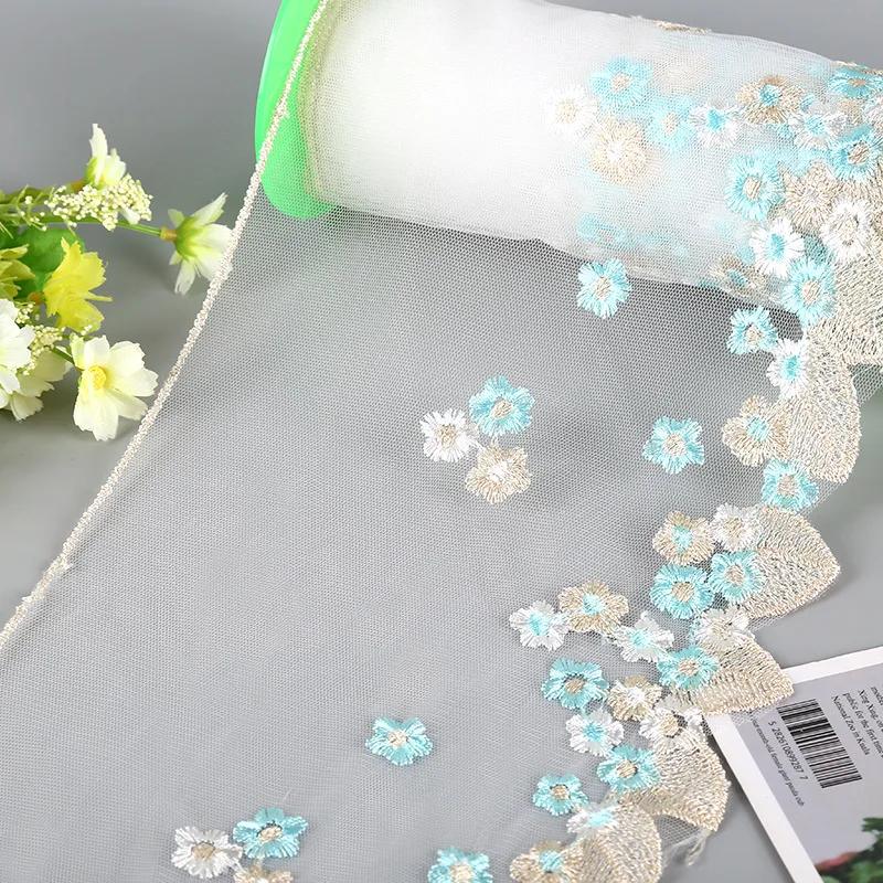 

1/3 Yard Leaf Spiral Flower Lace Embroidered Mesh Tulle Fabric Fringe Trimmings Prom Party Wedding Dress Sewing Accessories 3yard