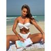 Sexy Off Shoulder White Bikinis Set Women Push Up Ruffled Swimsuit Bow Tie Beach Bathing Suit Solid Low Waist Swimwear Biquini