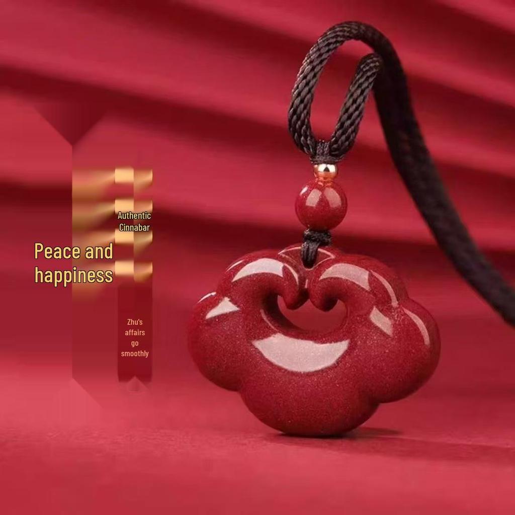 Cinnabarově fialová klíčenka s přívěskem Ruyi - Dárek Sto požehnání