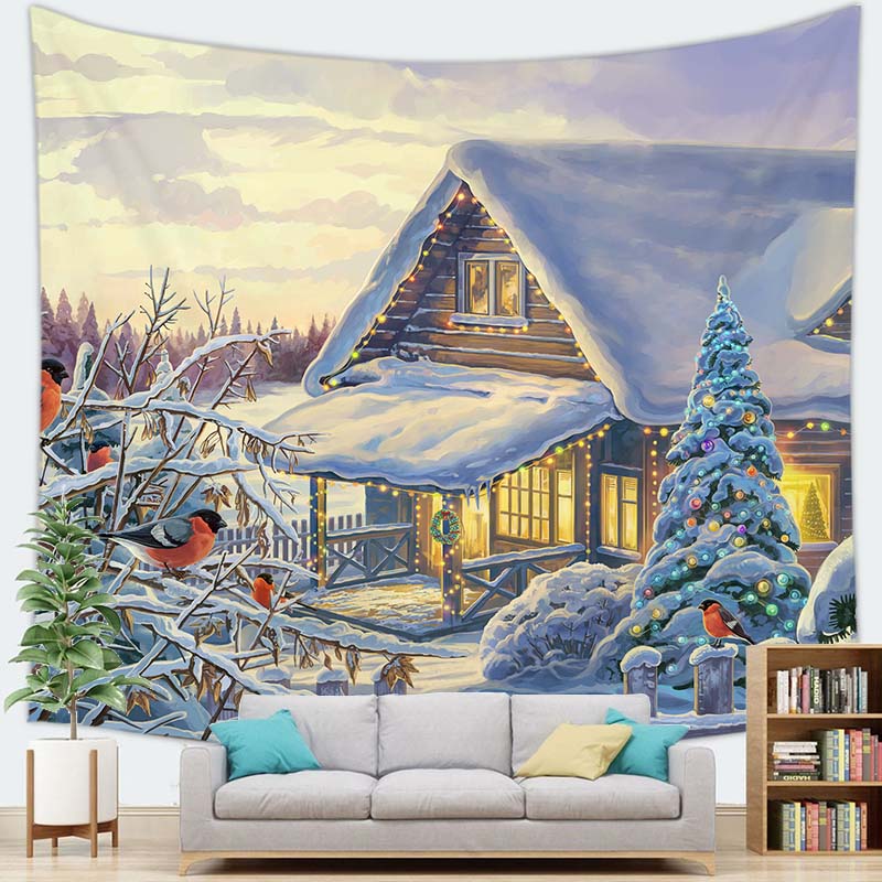 חג מולד שמח קישוט עץ חג המולד שטיח קיר עם הדפס דקורציה לבית, לסלון, לחדר השינה שטיח קיר לתלייה על הקיר