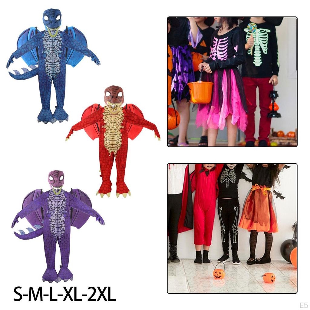 Set Costume Coda Ali Maschera Dinosauro Bambino Drago Regalo Bambini per Palco