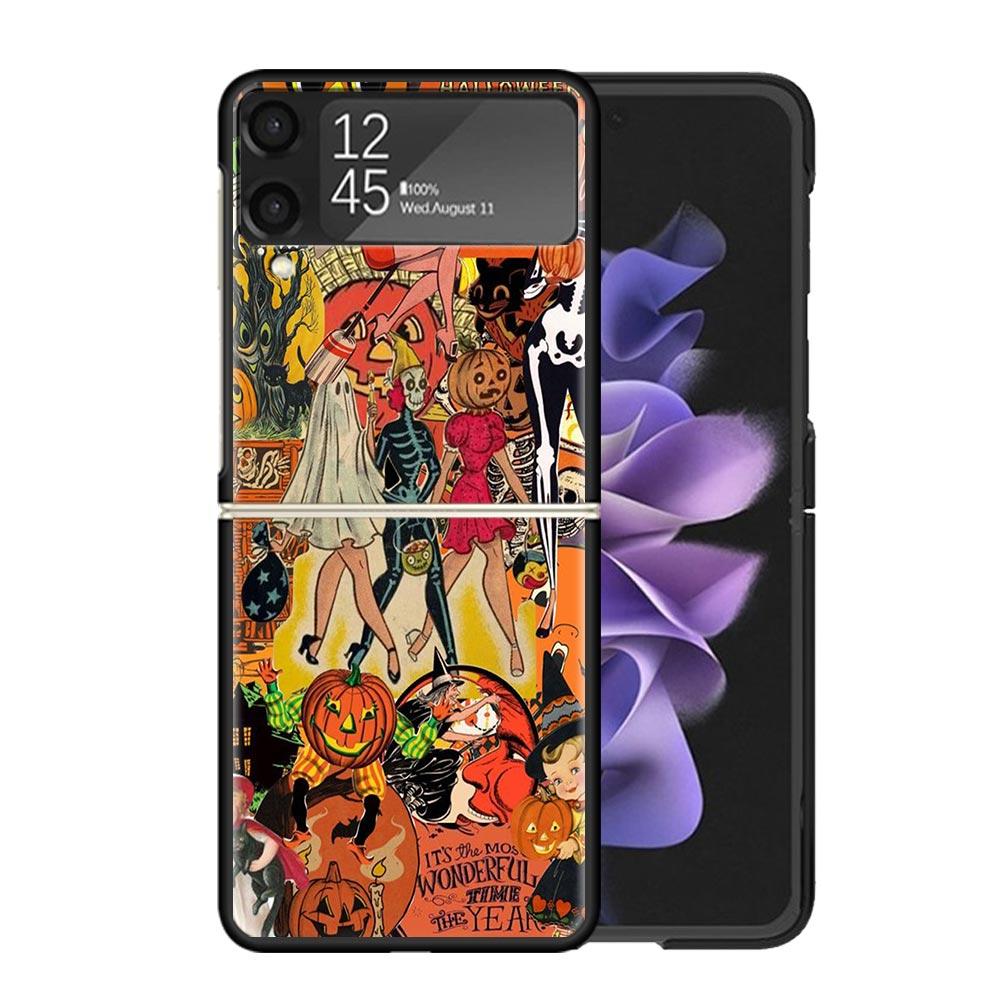

Halloween Fall Art Witch Cat Clear Phone Case For Samsung Z Flip 7 6 5 4 3 Galaxy ZFlip7 ZFlip6 ZFlip5 ZFlip4 ZFlip3 5G Print Co Samsung Z Flip 4