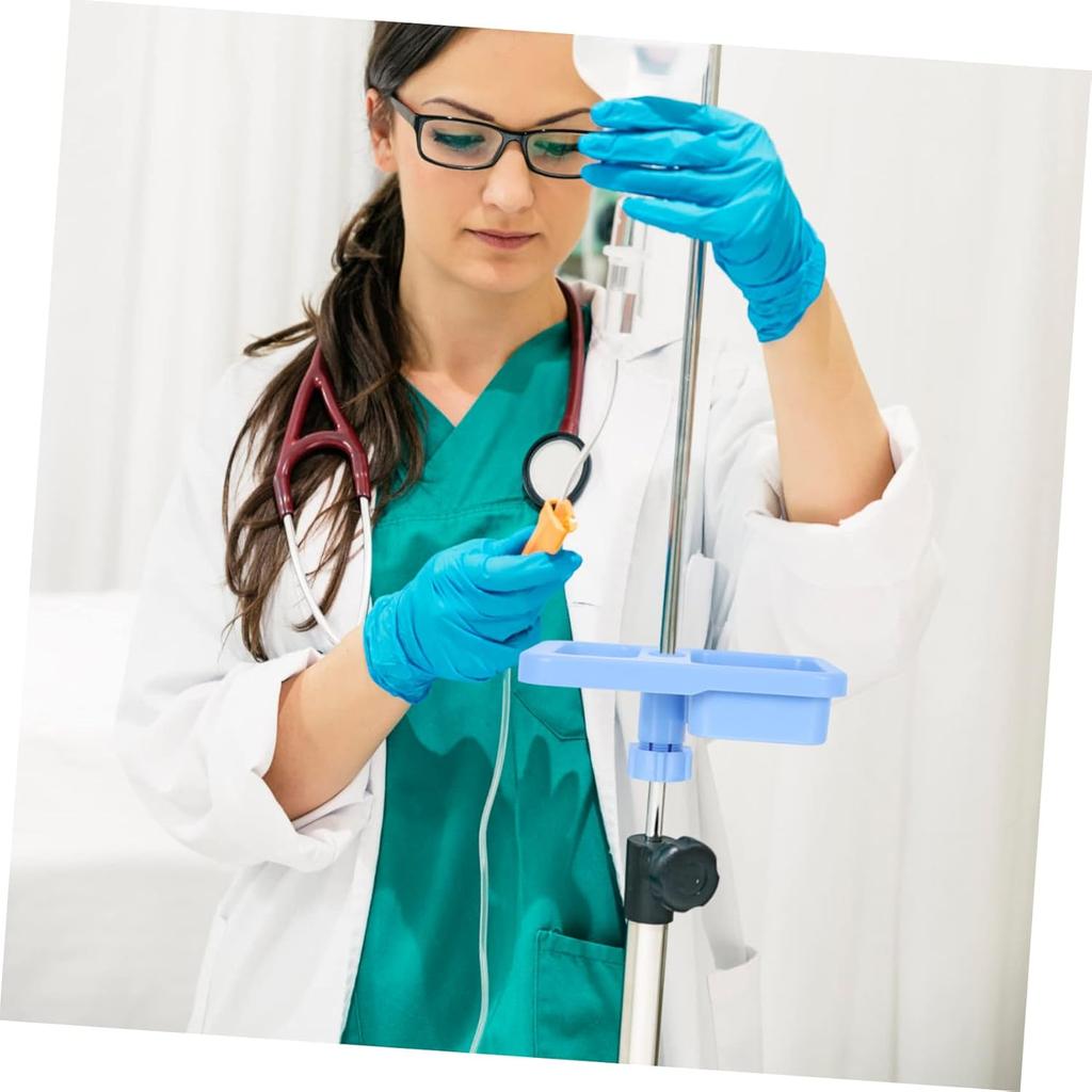 Adjustable Infusion Stand Tray for Plastic Drip Rack Storage Shelf for Hospital and Clinic Use Easy to Install and Remove