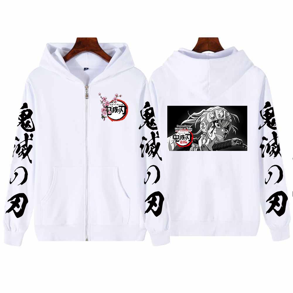 

Аниме Demon Slayer Uzui Tengen Графический принт с капюшоном для мужчин и женщин Толстовки с капюшоном на молнии Плюс Размер Толстовка Harajuku Мужская куртка на молнии 4XL белый