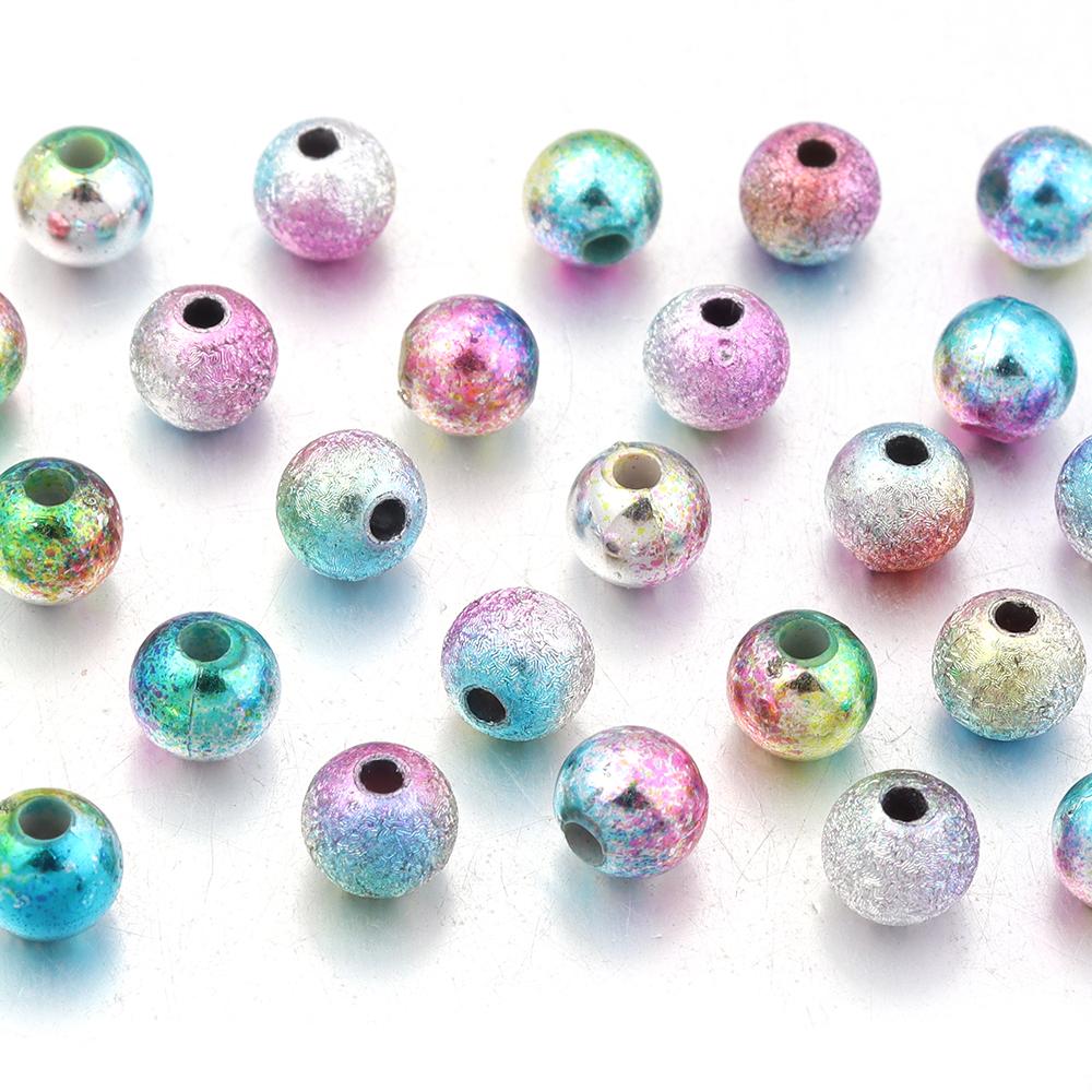 100pcs Acrylic Beads 6mm Colorful Glossy Wrinkle Round Loose Beads For Jewelry Making DIY Necklace Bracelet Earrings Accessories