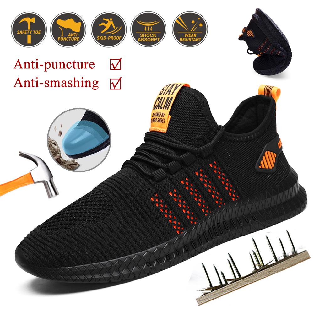 Men's Working Sneakers Lightweight Steel Toe Shoes Safety Shoes Breathable Steel Toe Work Shoes
