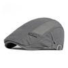 Cotton Breathable Mesh Flat Cap Men Women Spring Summer Thin Ivy Cap Korean Retro Cabbie Hat Adjustable Gatsby Duckbill Cap