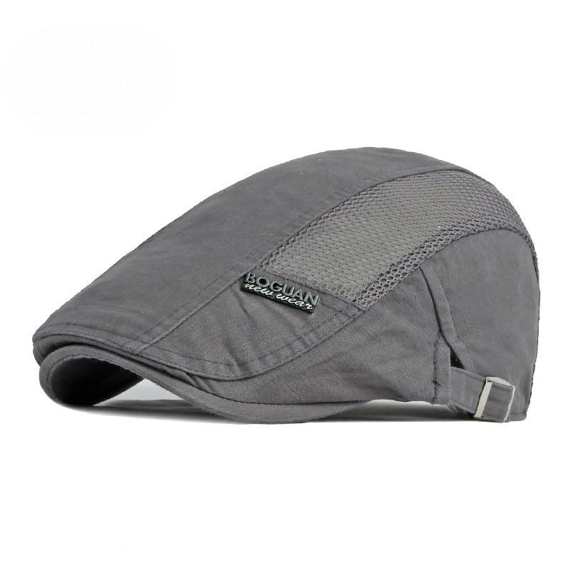 Cotton Breathable Mesh Flat Cap Men Women Spring Summer Thin Ivy Cap Korean Retro Cabbie Hat Adjustable Gatsby Duckbill Cap