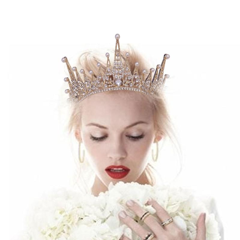 Adjustable Hair Accessory with Sparkling Stones Elegant Queen Crown Decoration Unique Wedding Hairband for Bride