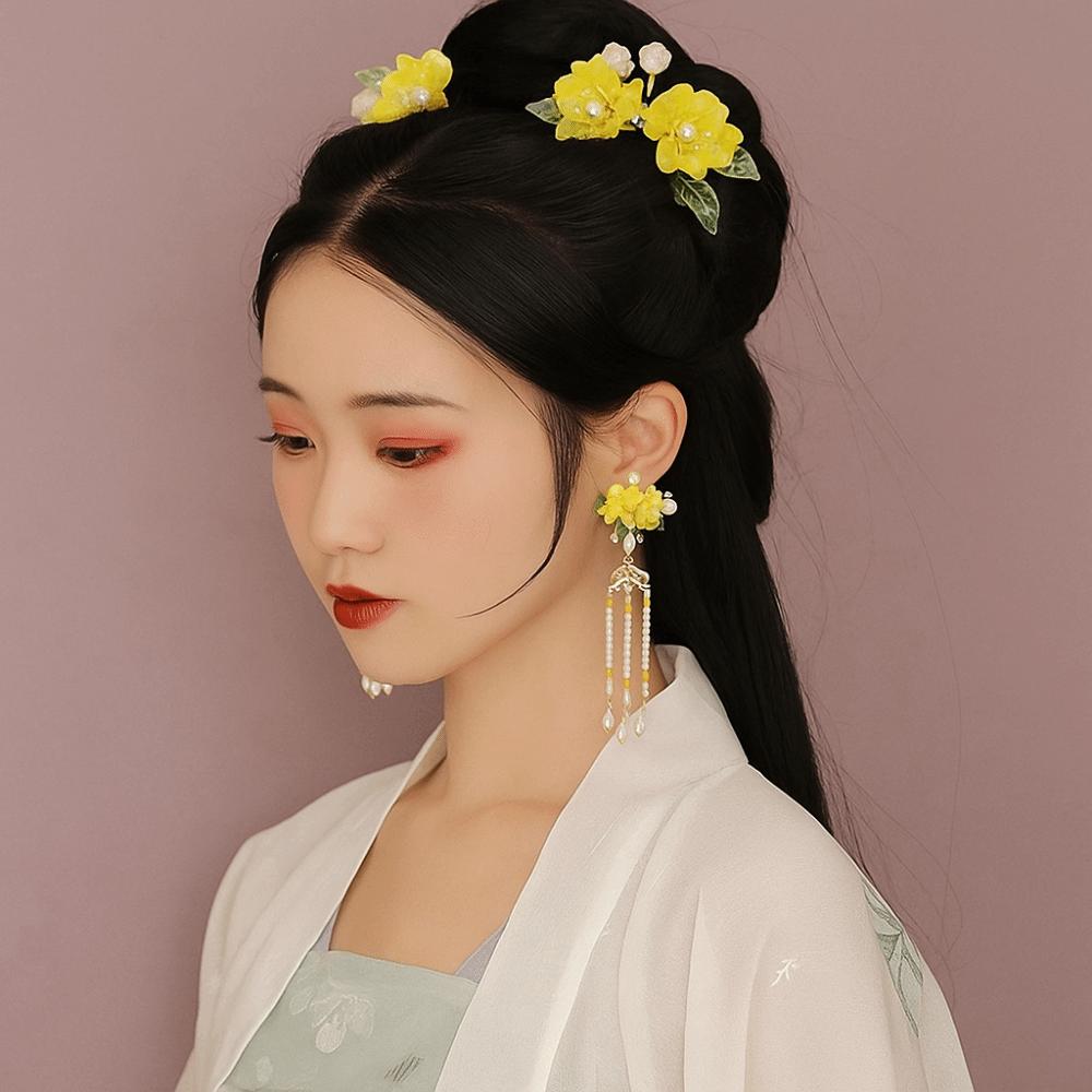Tassel Hanfu Hair Stick Pearl Flower Hair Comb Chinese Style Hairpin Set  Hairstyle Design Tool