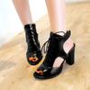 Women's high-heeled sandals summer new thick-heeled fish mouth shoes large-size Roman sandals