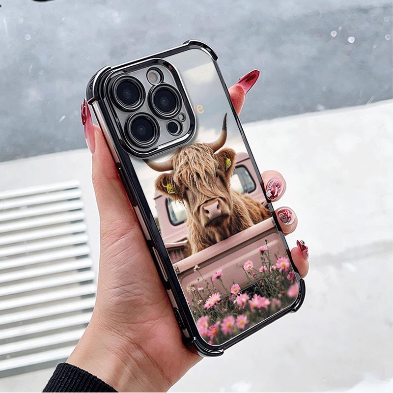 Cute Highland Cow Plating Phone Case For Xiaomi Poco X5 X6 X7 X8 Pro Max F8 Ultra F7 M8 M7 M5S Redmi 15C 15 14C 13C 13 X3 12C F6