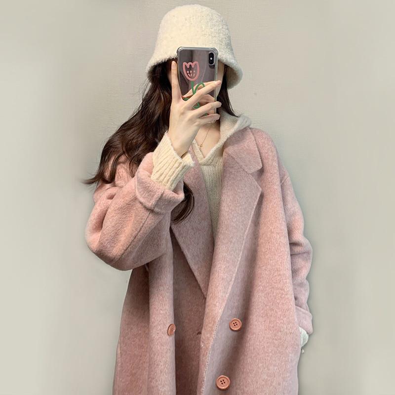 Woolen coat women's medium and long autumn and winter foreign style thickened coat