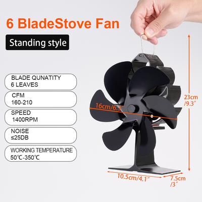 Stove Fan Heat Powered Fireplace Fan 6 Blades Log Wood Burner Eco-Fan Quiet Home Warm Efficient Heat Distribution