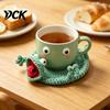 Lustiger Tier-Getränkeuntersetzer Häkel-Eidechsen-Untersetzer, Handgefertigte gestrickte Tassenmatte, 3D-Wende-Spaß-Kaffeepause-Design für Schreibtisch, Niedlich, Hitzebeständig