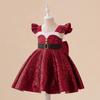 Kids Girls Santa Claus Xmas Princess Sequins Dress Children Christmas New Year Cosplay Costumes Kindergarten Performance Role Play Outfit