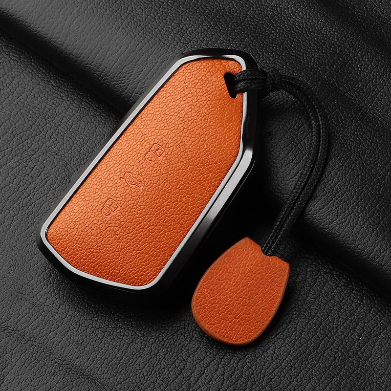 AAABP1 Goatskin Car Key Case Cover For Volkswagen Golf 8 MK8 ID.3 ID.4 Cupra Skoda Octavia A8 SEAT Leon MK4 2020 2021 Formentor Tarraco