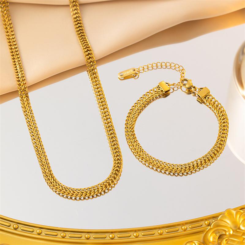 Stal nierdzewna 316L Podwójny Zaklęcie Złoty Kolor Gruba Skręcona Łańcuszkowa Bransoletka Damska Ins Prosty Design Biżuteria