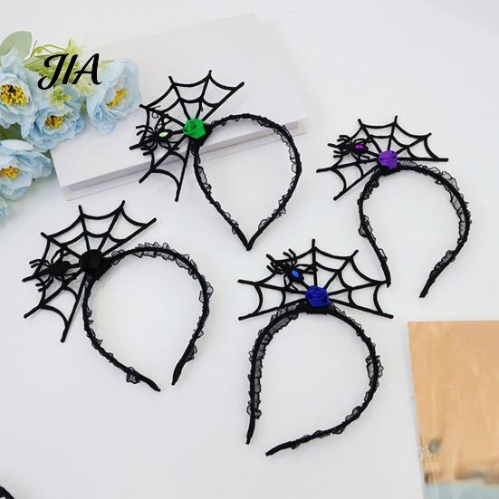 Atmospheric Photo Hairband Halloween Spider Web Headband, Black Lace Choker Collar with Rose, Adults Teenagers Costume Accessory for Women Girls,
