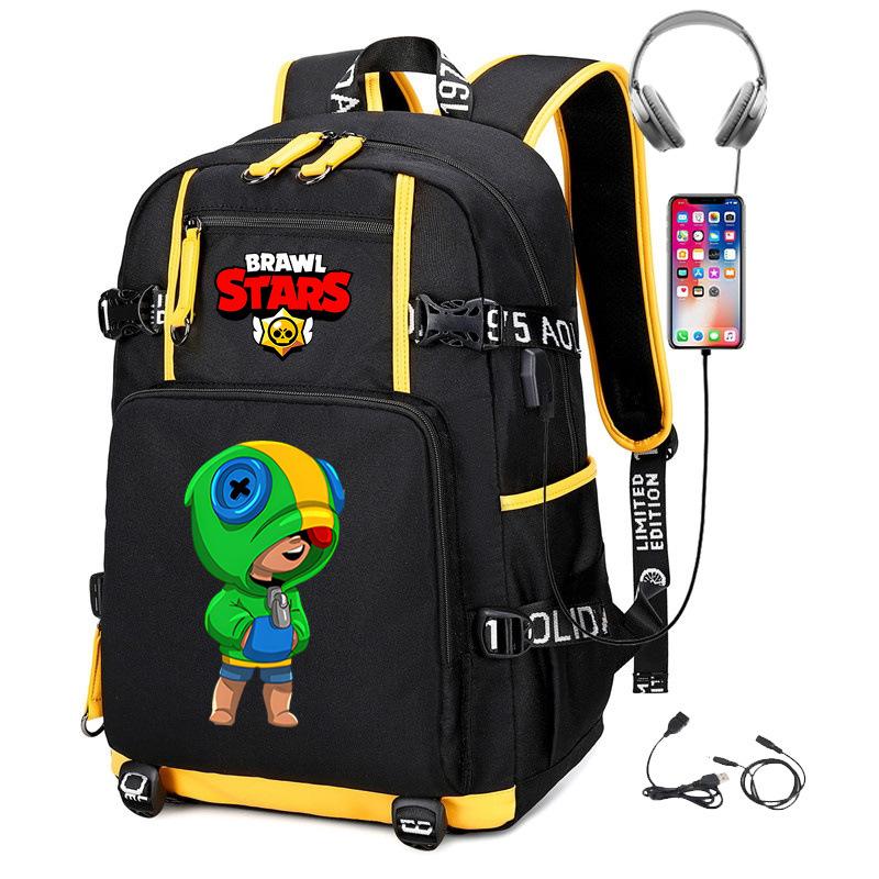 Brawl Stars Peripheral With Usb Backpack Student Outdoor Travel Large Capacity Mountaineering Bag