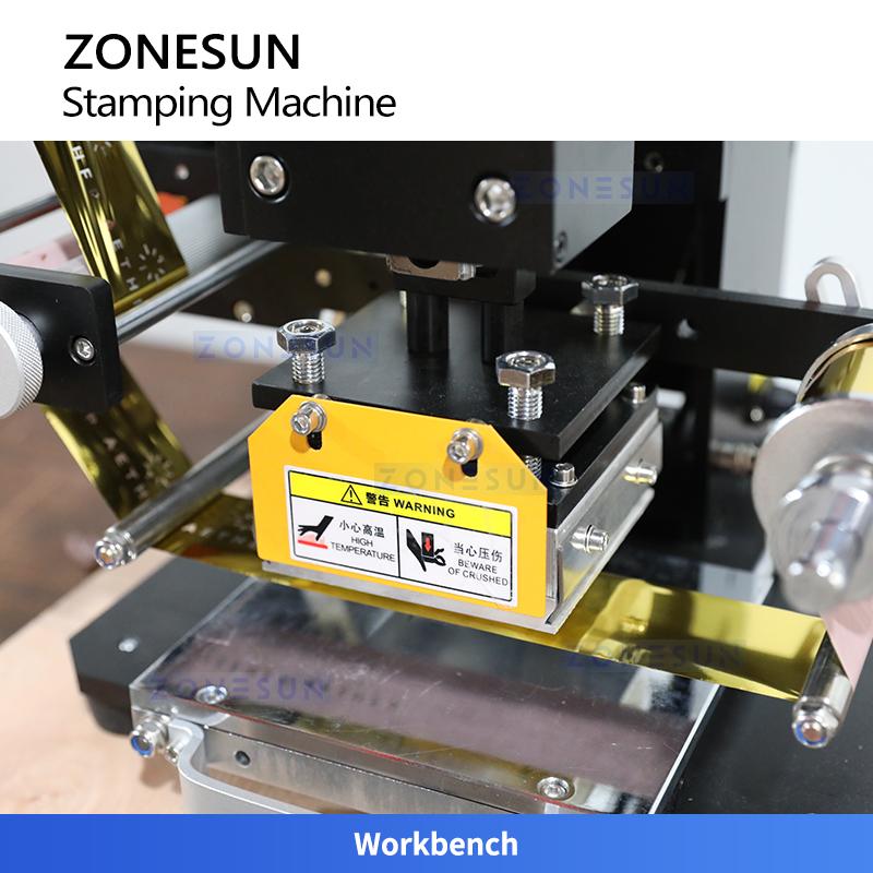 ZONESUN ZY-819K2 Pneumatische Automatische Heißfolienprägemaschine, Leder-LOGO-Rillmaschine, LOGO-Präger, Heißwortmaschine