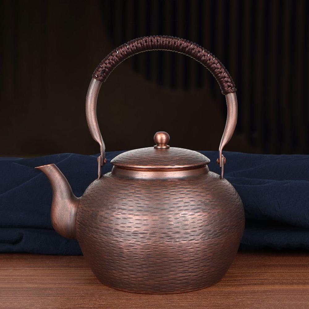 Chinese Style Red Copper Kettle, High-Capacity Boiling Tea Pot, Handmade Thickened Copper Pot For Brewing Tea, Health Tea Set