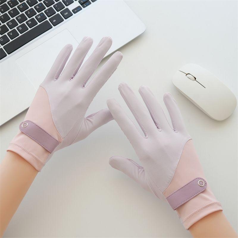 

Летние солнцезащитные перчатки для женщин, ледяной шелк, нескользящие, тонкие, для улицы, быстросохнущие, для велоспорта, защита от УФ-лучей, дышащие, солнцезащитные, с открытыми пальцами YXFN204 purple spell pink