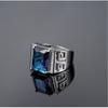 Wosikate Trendy Sapphire   Copper Wedding Jewelry Open Ring For Men Engagement Party Gift Business Ring