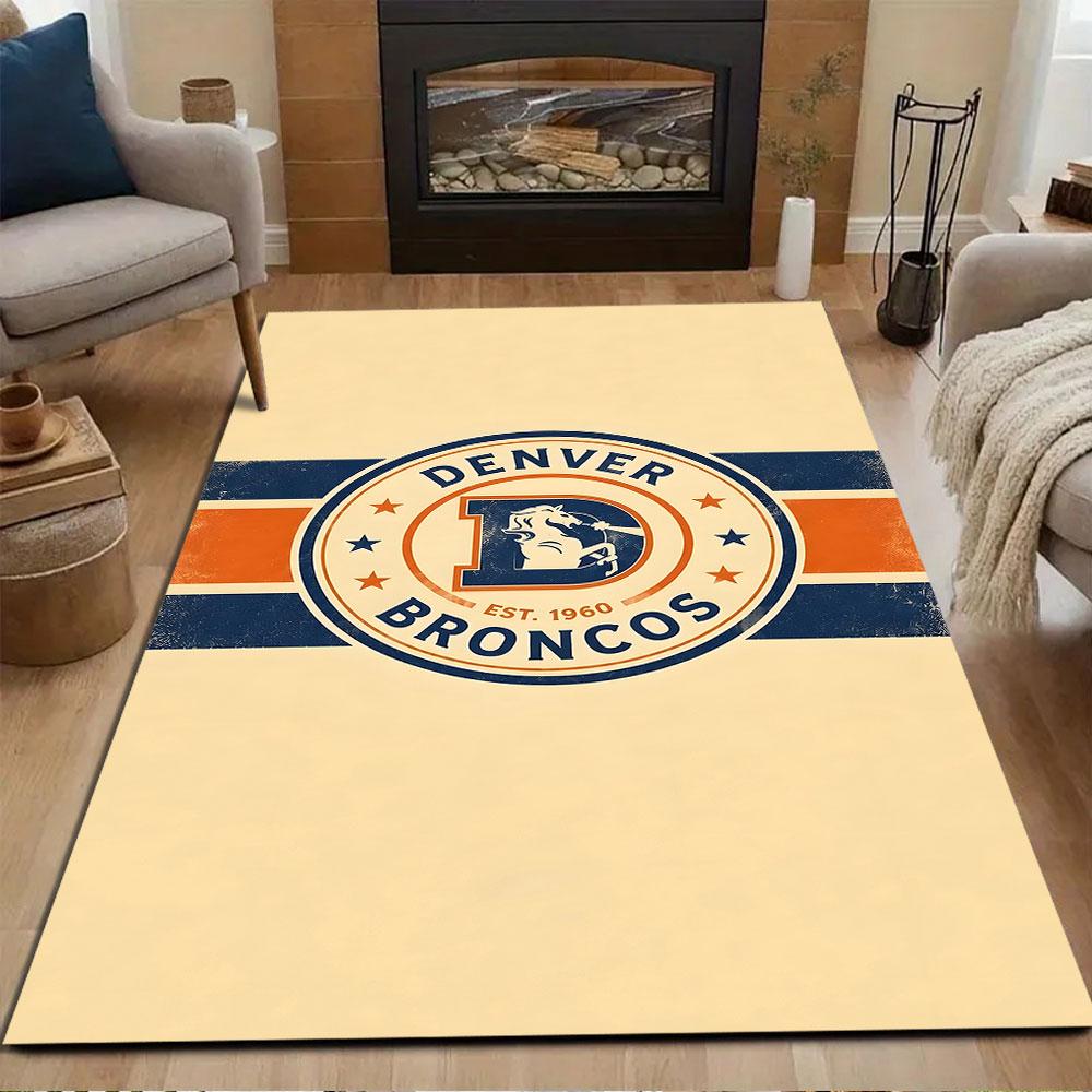 "Vintage Denver Broncos Logo Design" Patterned Carpet, Non Slip Mat Suitable for Living Room and Bedroom Sofas