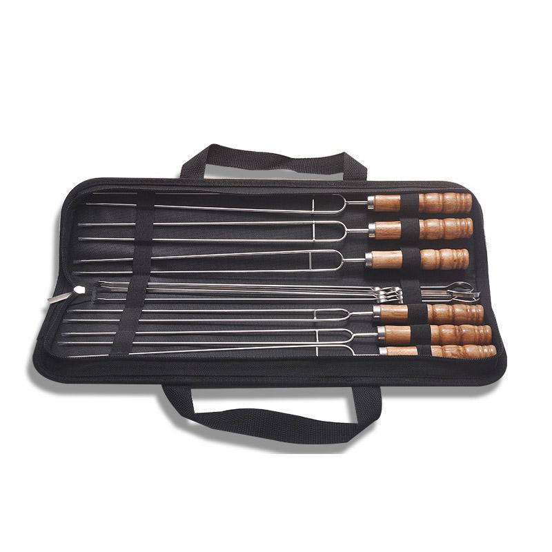 4 PCS BBQ Skewers 6 PCS BBQ Forks with Storage Bag 201 Stainless Steel BBQ Fork Sticks Outdoor BBQ Meat Forks Food Tools