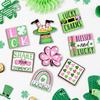 St. Patrick's Day Tiered Tray Decor, Pink Green Farmhouse Tray Decorations, Lucky Polka Dot Shamrock Clover Top Hat Wooden Signs, Rustic Spring