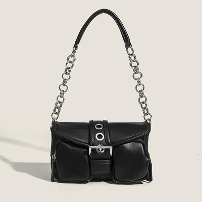 Textur Mode Weibliche Tasche Herbst Koreanische Motorrad Tasche Temperament Unterarm Tasche Schulter Tasche Kette Kleine Quadratische Tasche