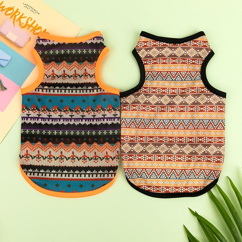 Ethnic Style Summer Short Sleeve Pet Vest for Cats and Small Dogs