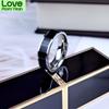 Shouman Rose Gold Color Color White Black Charm Finger Ring Woman Man Custom Engrave Name Bridal Party Event Wedding Occasion Jewelry 316L Stainless