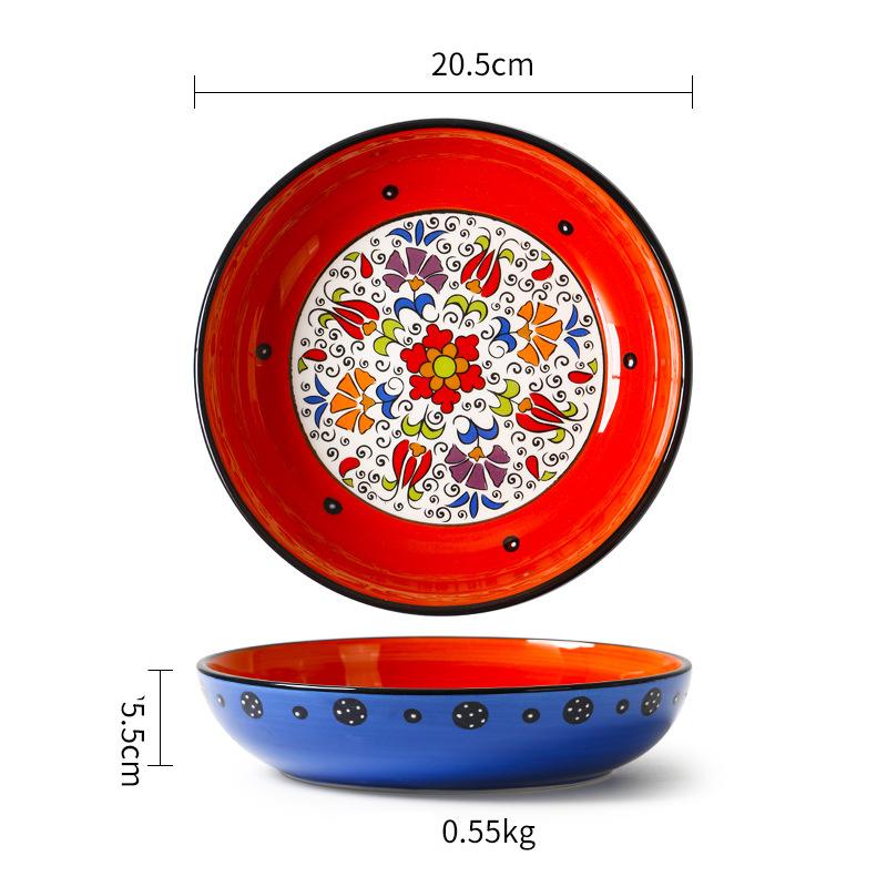 Creative Salad Plates,Soup Plates,Hand-Painted Ceramic tableware,Pasta Bowl Serve Porcelain Dishes Large 8inch