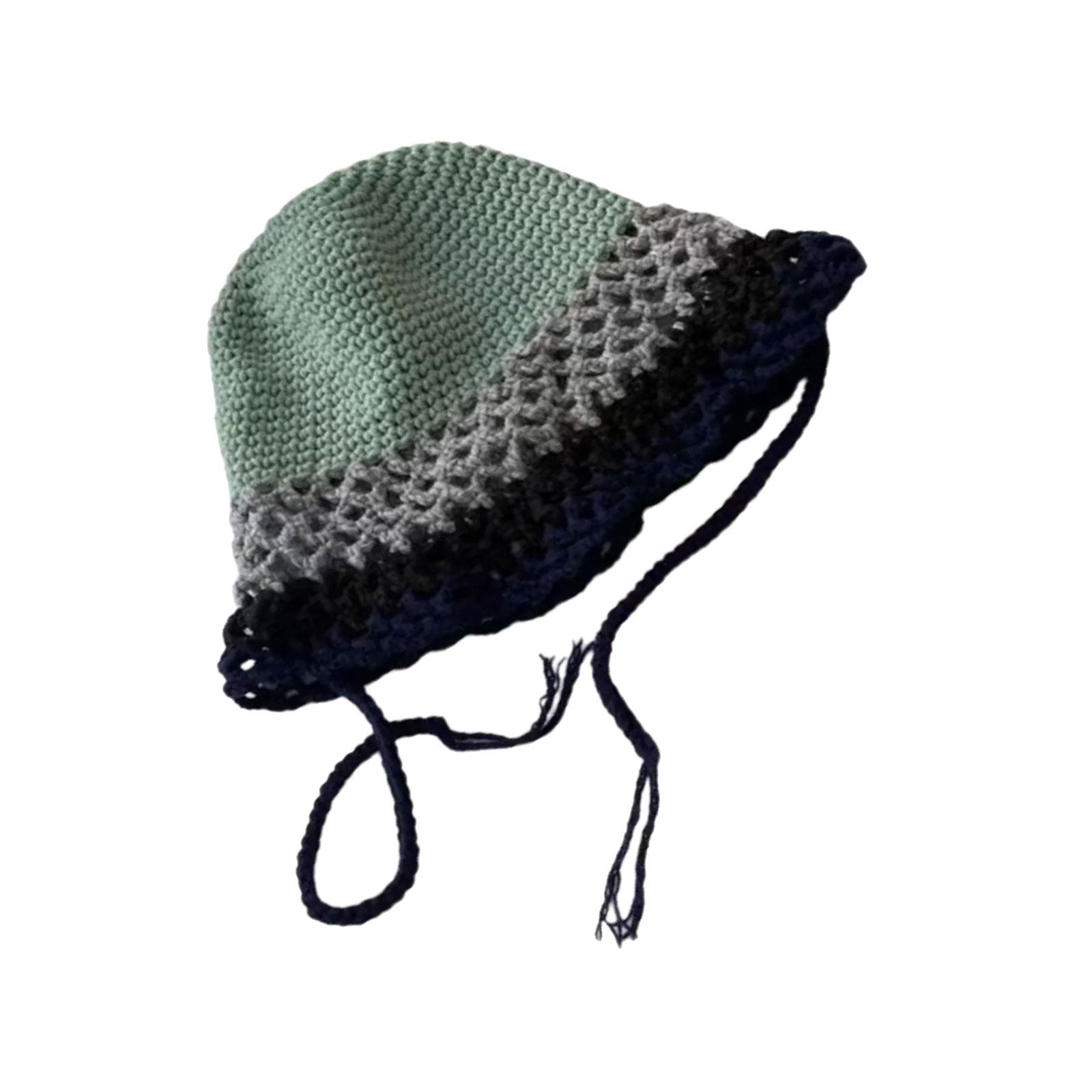 

Crocheted Hat for Lady Handwoven Colorful for Party Prom Vacation Hat Handmade Thick Warm Hat Photo Props зелёный