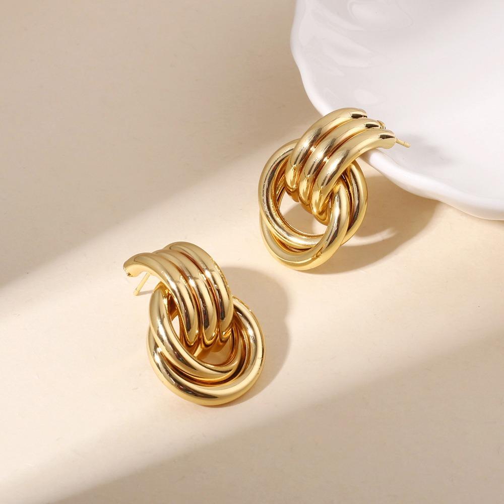 Gold Color Statement Earrings Vintage Style Round Circle Hoops Chunky Hoop Earrings  Luxury Jewelry