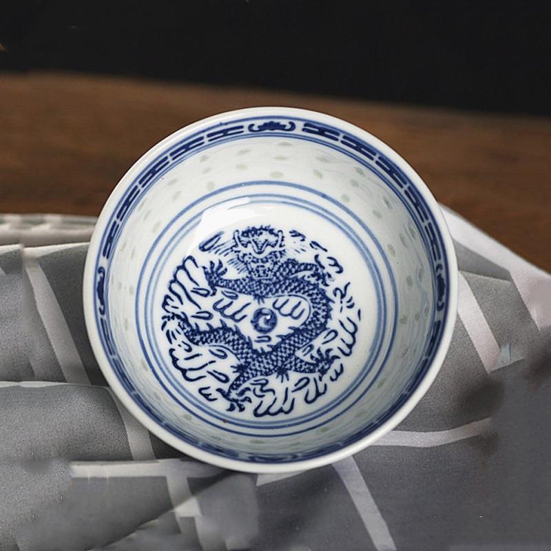 4--10 Inch Ceramic Bowls Jingdezhen Blue and White Porcelain Ramen Bowls Home Exquisite Salad Bowls Kitchen Ceramic Tableware