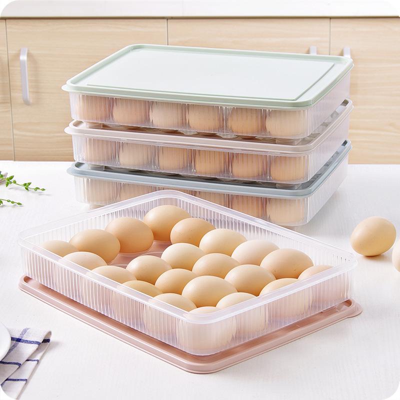 Food Containers Box Egg Storage Refrigerator Organizer Drawer Dumpling Food Fresh-keeping Case Holder Tray Kitchen Accessories