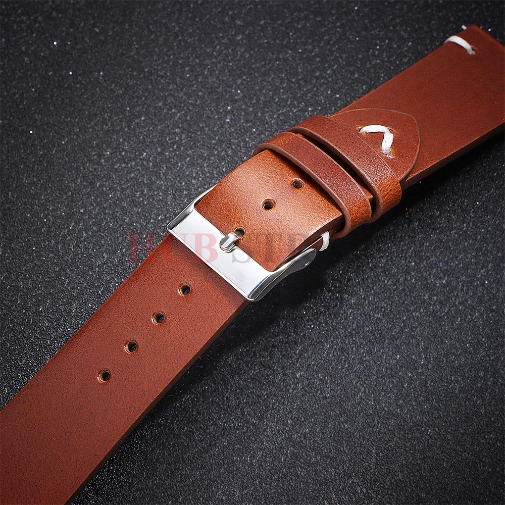 18mm 20mm 22mm Vintage Retro Oil Wax Leather Universal Watchband Wristband Stitching Cowhide Strap Business for Seiko Watch Band