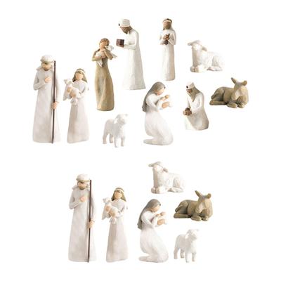 Christmas Nativity Scene Figurine Set Hand Painted Holiday Season Decor Religious Ornament Xmas Statue Tabletop Decoration