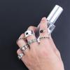 7 pcs Trendy Heart Zinc Zinc Alloy Width Hip-hop Men Finger Ring Punk Style Korean Style Ring Irregular Ring