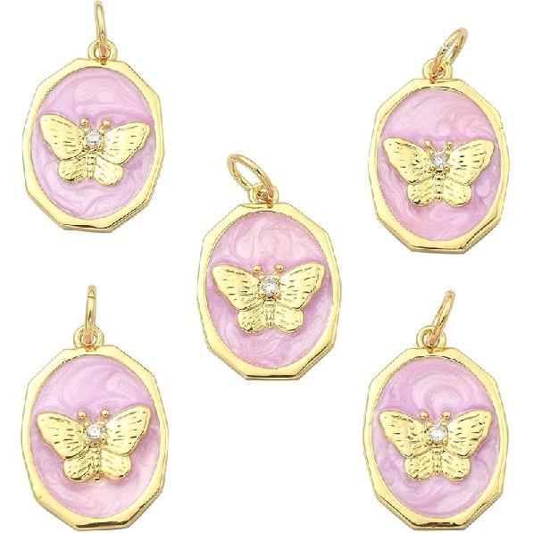 Ipotkitt 5Pcs Heart with Star Brass Micro Pave Cubic Zirconia Diffuser Locket Charm Pendants Openable Ornaments for DIY Making - 19.5x22.5mm