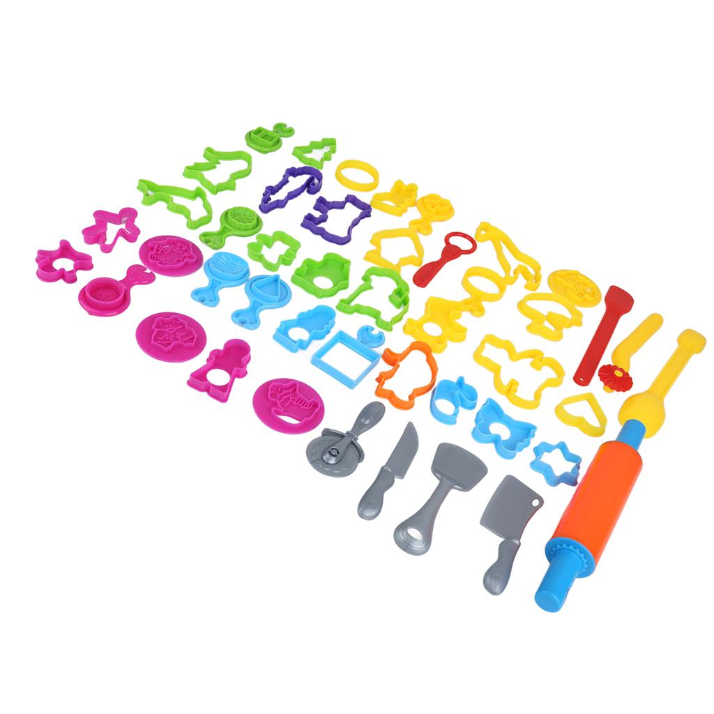 41PCS Dough Tools Set Rich Colors Various Shapes Plastic Dough Tools Kit for Kids Children
